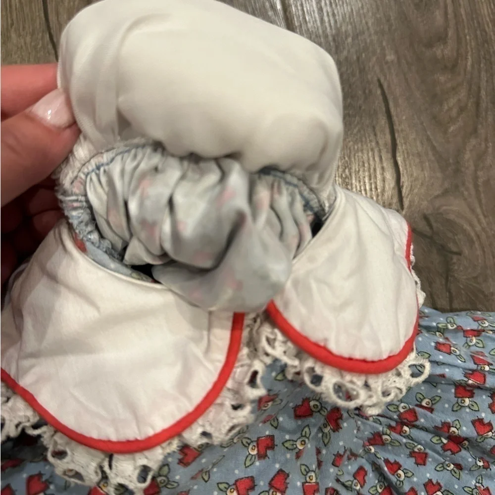 Vintage Daisy Kingdom Dress Floral Sz 2T Peter Pan Collar Eyelet Edge Petticoat